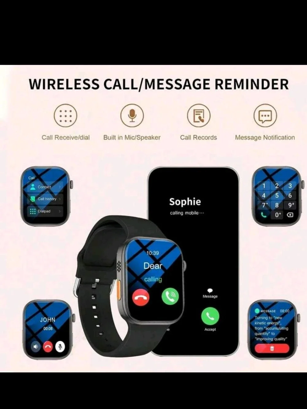 Smartwatch with Black Band - Premium Wearable